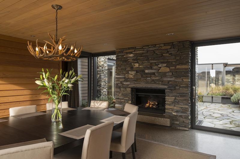 Wyuna House Dining Table with Fire Place | Glenorchy, Otago