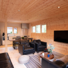 Villa Antelope Hakuba II Living Room with Wooden Wall | Hakuba, Nagano