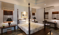 Leela Walauwwa Guest Bedroom with Lamps | Induruwa, Sri Lanka