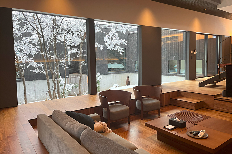 Nivia Indoor Living Area with Snow View | Hakuba, Nagano Nivia Indoor Living Area with Snow View | Hakuba, Nagano