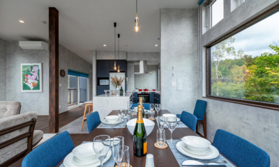 Off Piste Chalet Dining Area with View | West Hirafu, Niseko