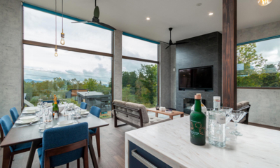 Off Piste Chalet Indoor Living and Dining Area with View | West Hirafu, Niseko