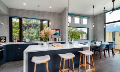 Off Piste Chalet Kitchen and Dining Area with View | West Hirafu, Niseko