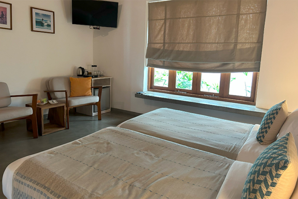 Ubuntu Beach Villas Bedroom One with TV | Mirissa, Sri Lanka