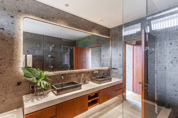 The River House His and Hers Bathroom with Mirror | Pererenan, Bali