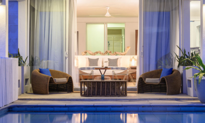 The Beach House Beach Suite Bedroom with Personal Pool at Night | Mirissa, Sri Lanka