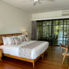 Villa Bogor Bedroom with TV and Wooden Floor | Canggu, Bali