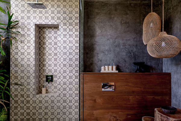 Villa Nonnavana Bathroom with Lamps | Canggu, Bali