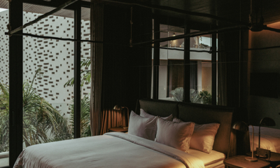 The Turiya Spacious Bedroom with Lamps at Night | Canggu, Bali