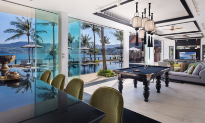 Villa Purissara Indoor Living and Dining Area with Billiard Table | Kamala, Phuket