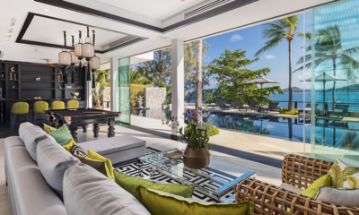 Villa Purissara Indoor Living Area with Pool View | Kamala, Phuket