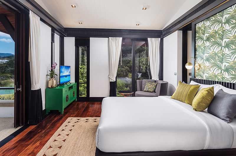Villa Purissara Bedroom with Wooden Floor and TV | Kamala, Phuket