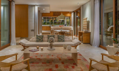 Villa Damai Indoor Living Area at Night | Umalas, Bali