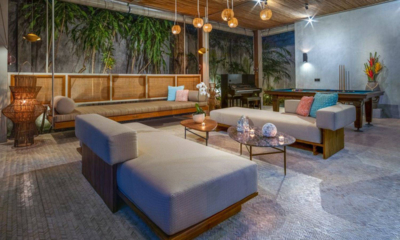 Villa Damai Open Plan Lounge Area at Night | Umalas, Bali