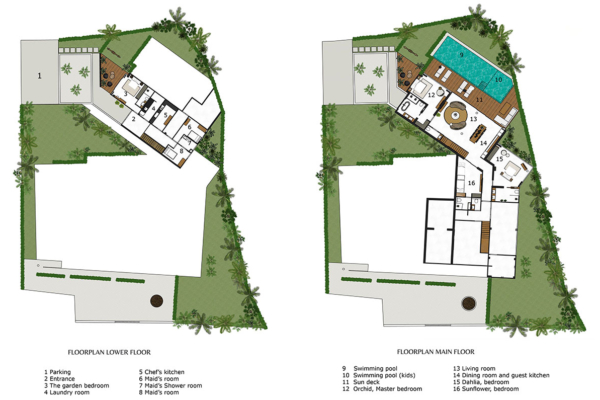 Villa Amylia Lower and Main Floorplan | Chaweng, Koh Samui