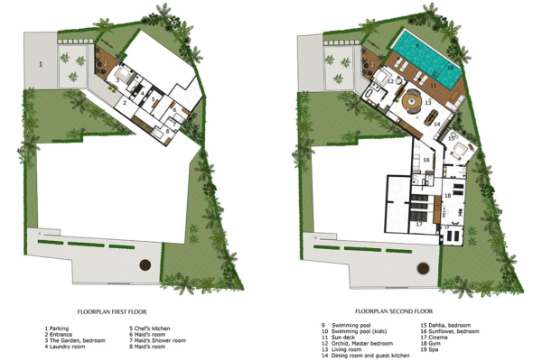 Villa Amylia First and Second Floorplan | Chaweng, Koh Samui