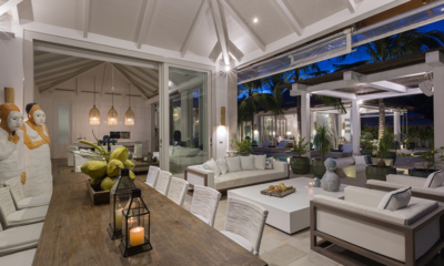 Mia Palm Living and Dining Area at Night | Chaweng, Koh Samui