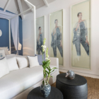 Mia Palm Bedroom with Hanging Lamps and TV | Chaweng, Koh Samui