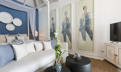 Mia Palm Bedroom with Hanging Lamps and TV | Chaweng, Koh Samui