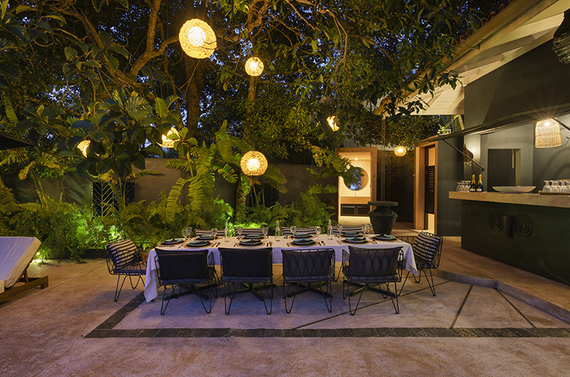 Villa Mine Open Plan Dining Area at Night | Talpe, Sri Lanka