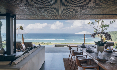 Tampah Hills Villa Keluarga Living and Dining Area with Sea View | Selong Belanak, Lombok