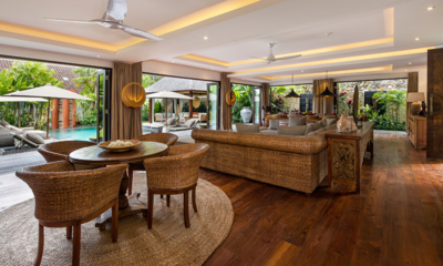 Sundance Villa Living and Dining Area with Pool View | Kerobokan, Bali