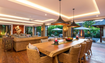 Sundance Villa Dining Area with Hanging Lamps and View | Kerobokan, Bali