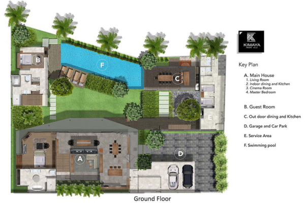 Villa Kimaya Ground Floor Floorplan | Canggu, Bali