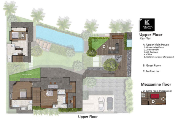 Villa Kimaya Upper Floor Floorplan | Canggu, Bali