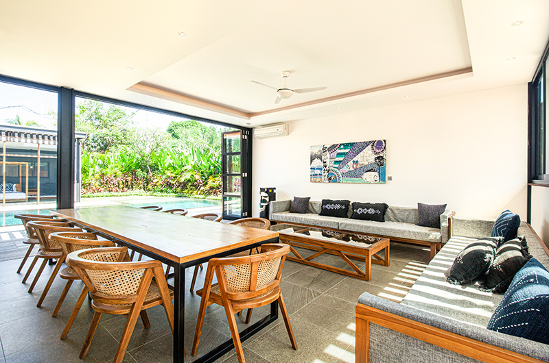 Villa Boddisatva Spacious Living and Dining Area with Pool View | Pererenan, Bali