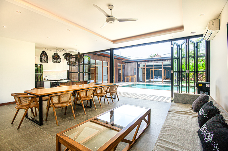 Villa Boddisatva Living and Dining Area with Pool View | Pererenan, Bali