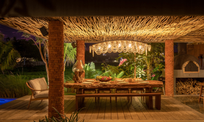 Villa Kimaya Dining Area at Nights with Lights | Canggu, Bali