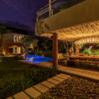 Villa Kimaya Pool Side Dining Area at Nights with Lights | Canggu, Bali