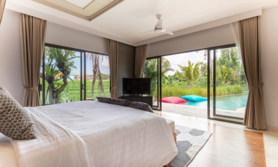Villa Kimaya Bedroom with TV and Pool View | Canggu, Bali