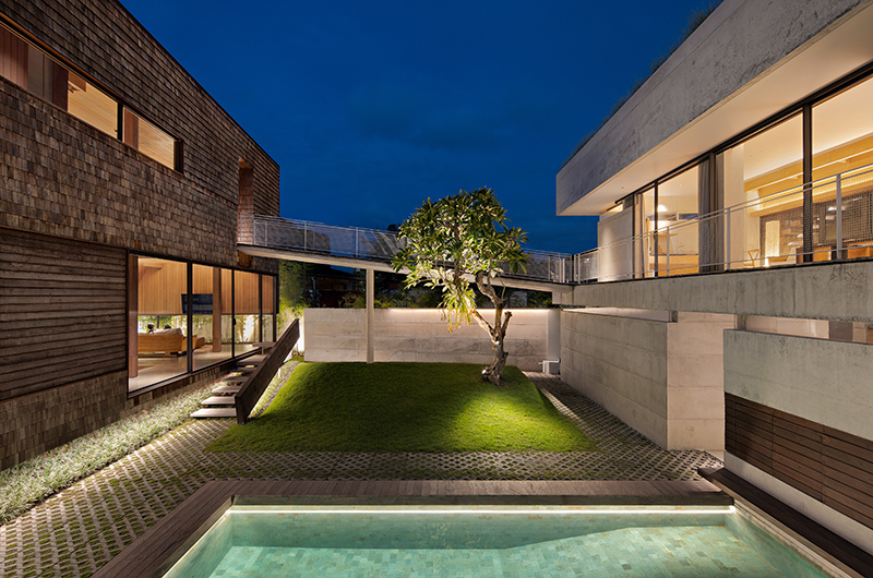 Villa Tana Takah Pool Side Area at Night | Pererenan, Bali