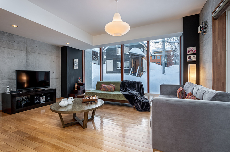 Kitanishi 2 Indoor Living Room with TV | Hirafu, Niseko