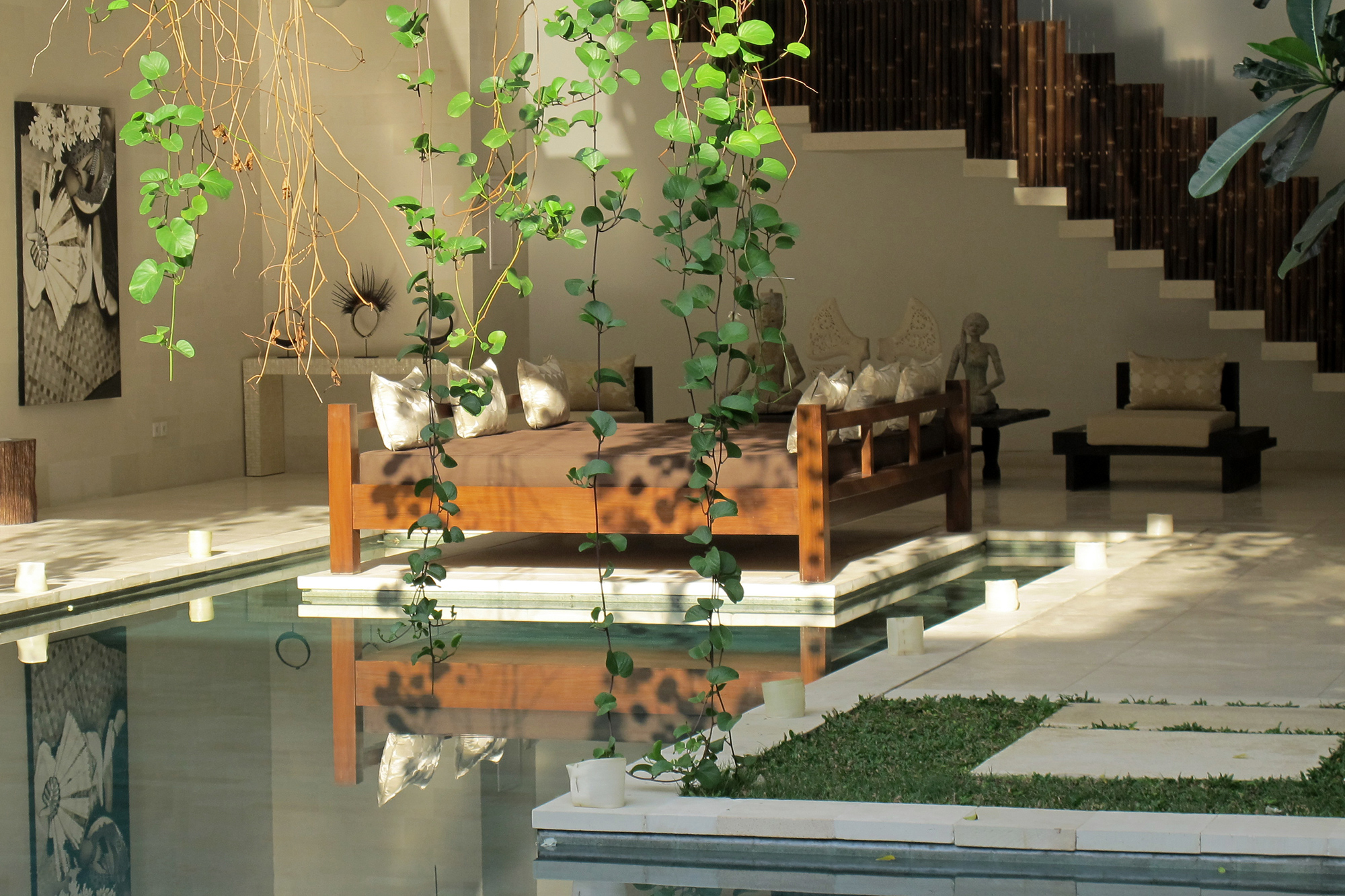 Nyaman Villas Pool Side Seating Area