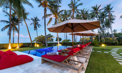 Villa Pantai Kubu Pool Side Sun Beds with Lights | Tulamben, Bali