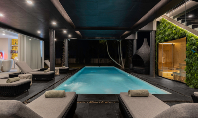 Palm Villa Pool Side Loungers at Night | Chiang Mai, Thailand