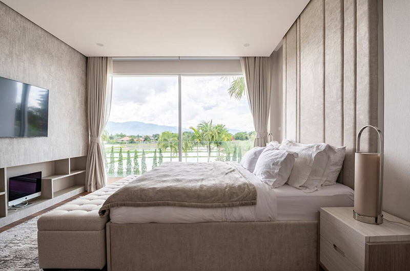 Palm Villa Bedroom One with TV and View | Chiang Mai, Thailand