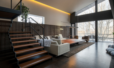 Meikeikyo Hanazono Living Area with Up Stairs | Hanazono, Niseko