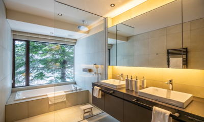 Iori Niseko His and Hers Bathroom with Bathtub | West Hirafu, Niseko