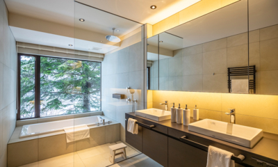 Iori Niseko His and Hers Bathroom with Bathtub | West Hirafu, Niseko