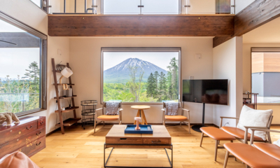 Sanga House Niseko Living Area with TV and Mountain View | East Hirafu, Niseko