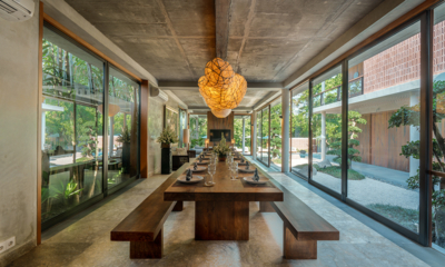 Villa Uma Santai Dining Area with Hanging Lights | Canggu, Bali