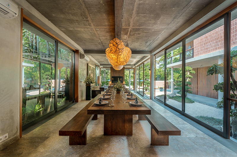 Villa Uma Santai Dining Area with Hanging Lights | Canggu, Bali