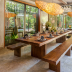 Villa Uma Santai Indoor Dining Area with Hanging Lights | Canggu, Bali