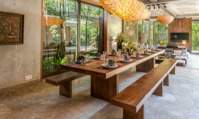 Villa Uma Santai Indoor Dining Area with Hanging Lights | Canggu, Bali