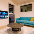 Blue River Chalets Living Area with TV | Hakuba, Nagano