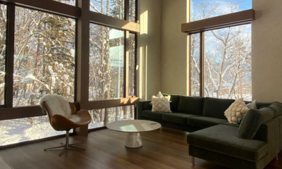 Chalet Infinity Living Area with Snow View | Hakuba, Nagano